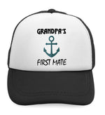 Kids Trucker Hats Grandpa's First Mate Grandpa Grandfather Baseball Cap Cotton - Cute Rascals