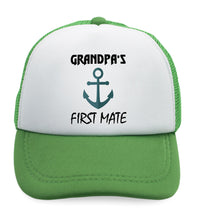 Kids Trucker Hats Grandpa's First Mate Grandpa Grandfather Baseball Cap Cotton - Cute Rascals