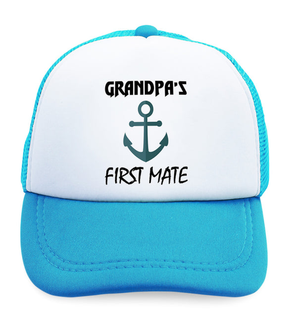 Kids Trucker Hats Grandpa's First Mate Grandpa Grandfather Baseball Cap Cotton - Cute Rascals