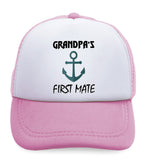 Kids Trucker Hats Grandpa's First Mate Grandpa Grandfather Baseball Cap Cotton - Cute Rascals