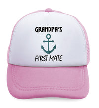 Kids Trucker Hats Grandpa's First Mate Grandpa Grandfather Baseball Cap Cotton - Cute Rascals