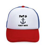 Kids Trucker Hats Pop's First Mate Grandpa Grandfather Boys Hats & Girls Hats - Cute Rascals