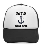 Kids Trucker Hats Pop's First Mate Grandpa Grandfather Boys Hats & Girls Hats - Cute Rascals