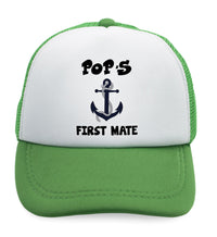 Kids Trucker Hats Pop's First Mate Grandpa Grandfather Boys Hats & Girls Hats - Cute Rascals