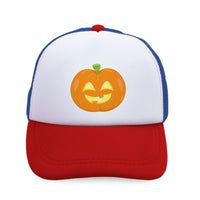 Kids Trucker Hats Smile 2 Teeth Pumpkin Light Holidays and Occasions Halloween - Cute Rascals