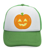 Kids Trucker Hats Smile 2 Teeth Pumpkin Light Holidays and Occasions Halloween - Cute Rascals