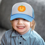 Kids Trucker Hats Smile 2 Teeth Pumpkin Light Holidays and Occasions Halloween - Cute Rascals