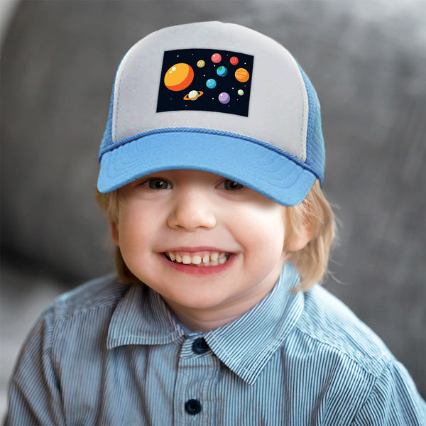 Kids Trucker Hats Our Solar System Planets Funny Humor Boys Hats & Girls Hats - Cute Rascals