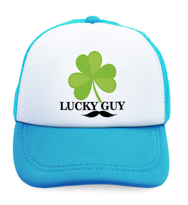 Kids Trucker Hats Lucky Guy" Shamrock St Patrick's Irish Funny Humor Cotton - Cute Rascals