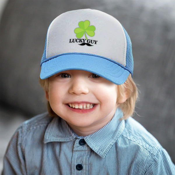 Kids Trucker Hats Lucky Guy" Shamrock St Patrick's Irish Funny Humor Cotton - Cute Rascals