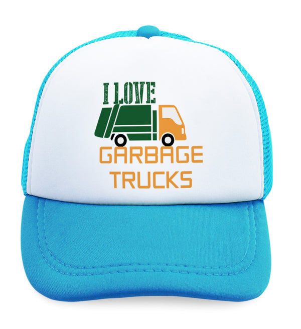 Kids Trucker Hats I Love Garbage Trucks Boys Hats & Girls Hats Cotton - Cute Rascals