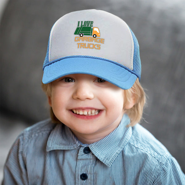 Kids Trucker Hats I Love Garbage Trucks Boys Hats & Girls Hats Cotton - Cute Rascals