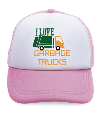 Kids Trucker Hats I Love Garbage Trucks Boys Hats & Girls Hats Cotton