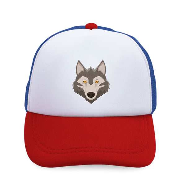 Kids Trucker Hats Wolf Head Boys Hats & Girls Hats Baseball Cap Cotton - Cute Rascals