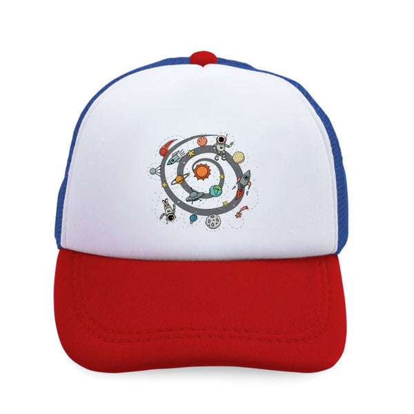 Kids Trucker Hats Space Ship Rocket Space Style B Boys Hats & Girls Hats Cotton - Cute Rascals