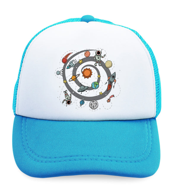 Kids Trucker Hats Space Ship Rocket Space Style B Boys Hats & Girls Hats Cotton - Cute Rascals