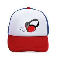 Kids Trucker Hats Black Red Dj Headphones Boys Hats & Girls Hats Cotton - Cute Rascals