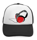 Kids Trucker Hats Black Red Dj Headphones Boys Hats & Girls Hats Cotton