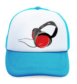 Kids Trucker Hats Black Red Dj Headphones Boys Hats & Girls Hats Cotton - Cute Rascals