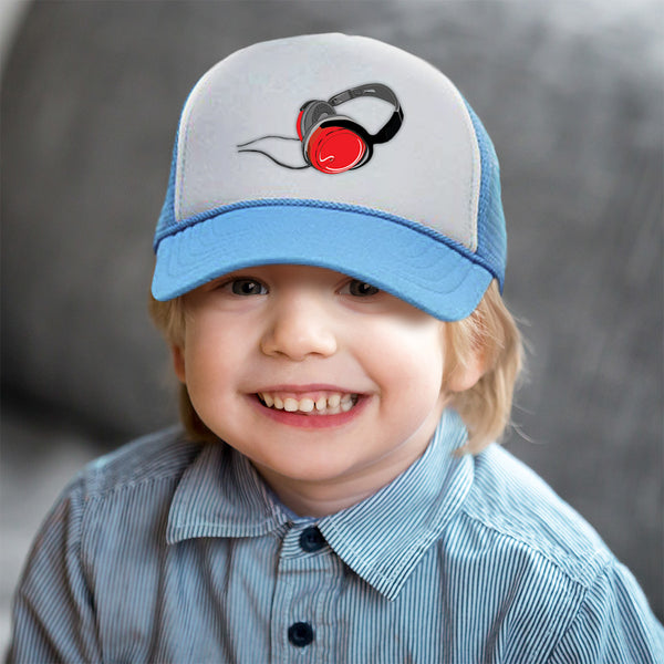 Kids Trucker Hats Black Red Dj Headphones Boys Hats & Girls Hats Cotton - Cute Rascals