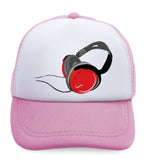 Kids Trucker Hats Black Red Dj Headphones Boys Hats & Girls Hats Cotton - Cute Rascals