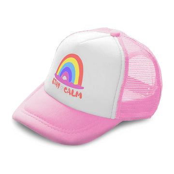Kids Trucker Hats Stay Calm Rainbow Heart Boys Hats & Girls Hats Cotton