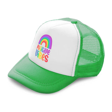Kids Trucker Hats Positive Vibes Rainbow Boys Hats & Girls Hats Cotton