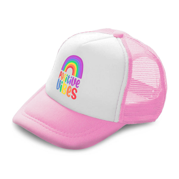 Kids Trucker Hats Positive Vibes Rainbow Boys Hats & Girls Hats Cotton - Cute Rascals