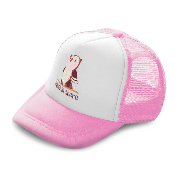 Kids Trucker Hats Hang in There Owl Boys Hats & Girls Hats Baseball Cap Cotton - Cute Rascals