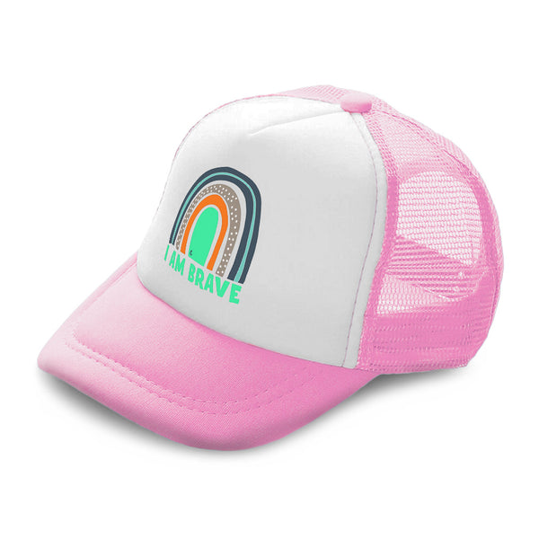 Kids Trucker Hats I Am Brave Rainbow Boys Hats & Girls Hats Baseball Cap Cotton - Cute Rascals