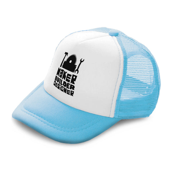 Kids Trucker Hats Maker Builder Designer Hammer Boys Hats & Girls Hats Cotton - Cute Rascals