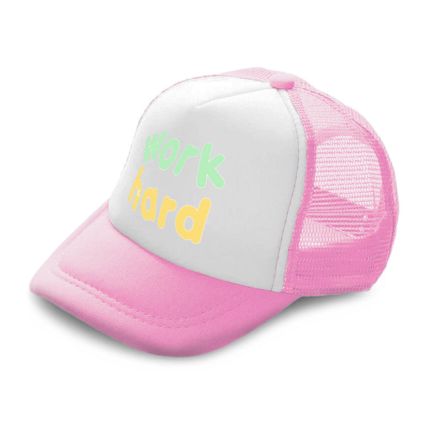 Kids Trucker Hats Work Hard Boys Hats & Girls Hats Baseball Cap Cotton - Cute Rascals