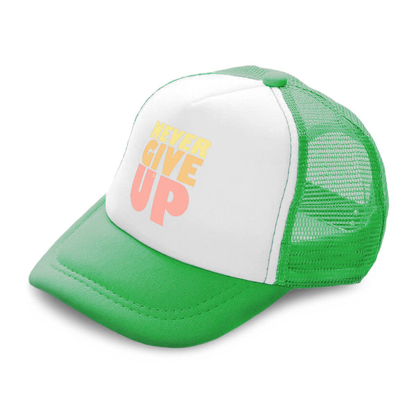 Kids Trucker Hats Never Give up Boys Hats & Girls Hats Baseball Cap Cotton - Cute Rascals
