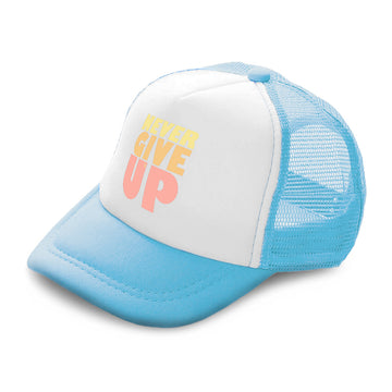 Kids Trucker Hats Never Give up Boys Hats & Girls Hats Baseball Cap Cotton