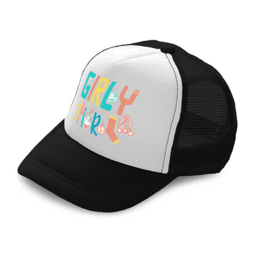 Kids Trucker Hats Girly Girl Frock Socks Pin Coffee Cup Boys Hats & Girls Hats