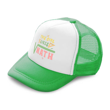 Kids Trucker Hats This Girl Likes Maths Tools Boys Hats & Girls Hats Cotton