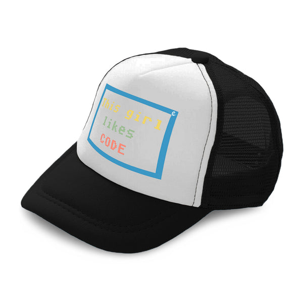 Kids Trucker Hats This Girl Likes Code Boys Hats & Girls Hats Cotton - Cute Rascals