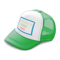 Kids Trucker Hats This Girl Likes Code Boys Hats & Girls Hats Cotton - Cute Rascals