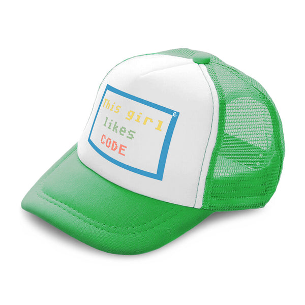 Kids Trucker Hats This Girl Likes Code Boys Hats & Girls Hats Cotton - Cute Rascals