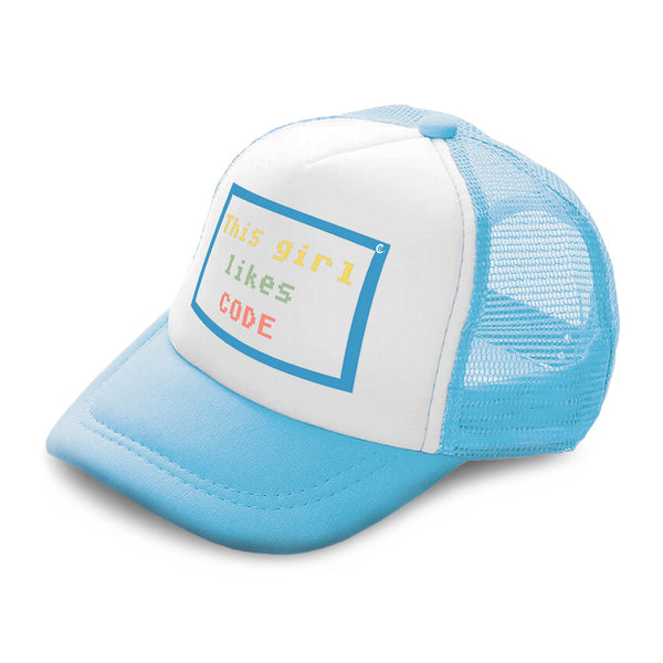 Kids Trucker Hats This Girl Likes Code Boys Hats & Girls Hats Cotton - Cute Rascals