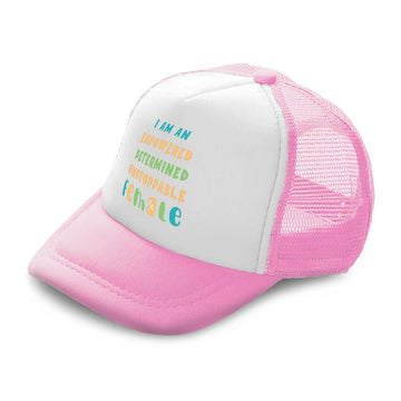 Kids Trucker Hats Empowered Determined Unstoppable Female Boys Hats & Girls Hats