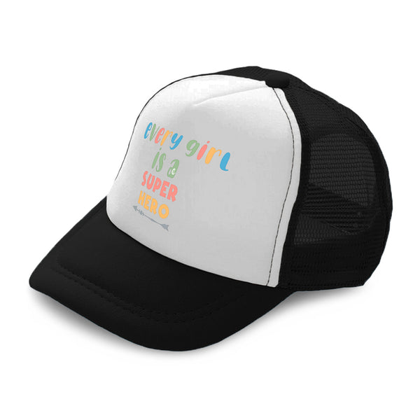 Kids Trucker Hats Every Girl Is A Super Hero Arrow Boys Hats & Girls Hats Cotton - Cute Rascals