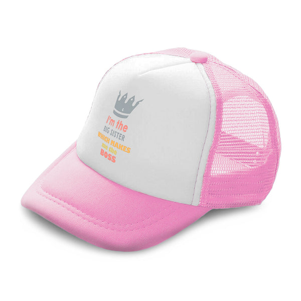 Kids Trucker Hats Big Sister Makes Me Boss Crown Boys Hats & Girls Hats Cotton - Cute Rascals