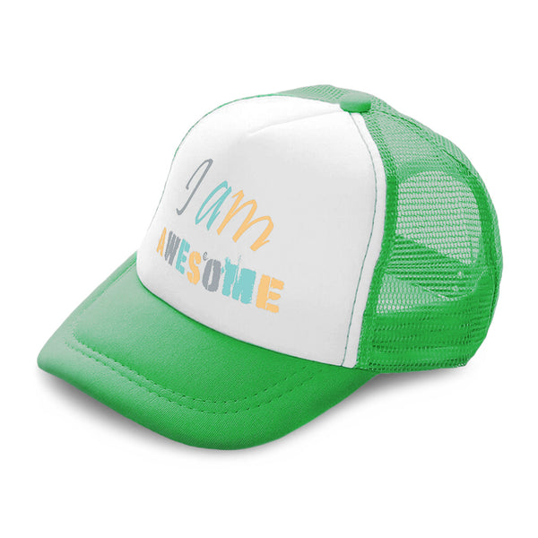 Kids Trucker Hats I Am Awesome Boys Hats & Girls Hats Baseball Cap Cotton - Cute Rascals