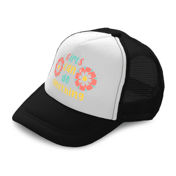 Kids Trucker Hats Girls Can Do Anything Flowers Boys Hats & Girls Hats Cotton - Cute Rascals