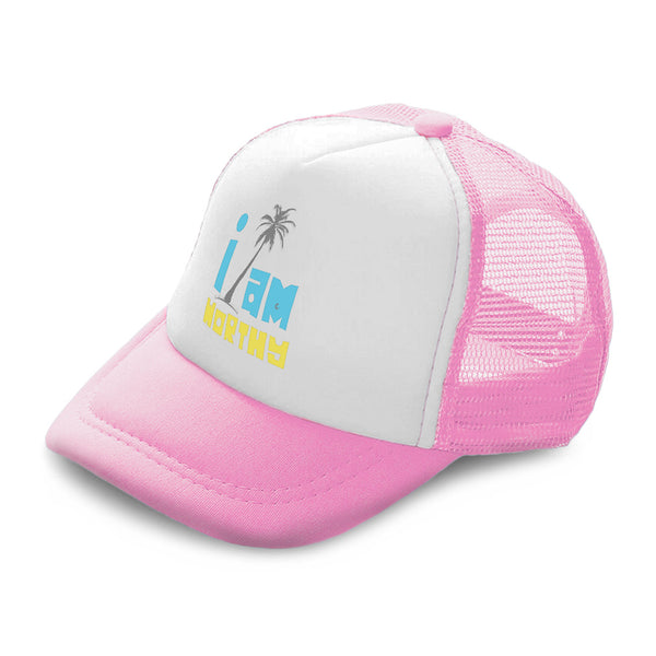 Kids Trucker Hats I Am Worthy Palm Trees Boys Hats & Girls Hats Cotton - Cute Rascals