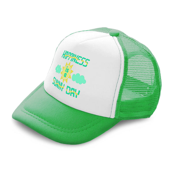 Kids Trucker Hats Happiness Is A Sunny Day Clouds Boys Hats & Girls Hats Cotton - Cute Rascals