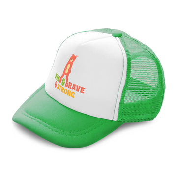 Kids Trucker Hats Kind Brave Strong Bear Boys Hats & Girls Hats Cotton