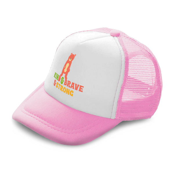 Kids Trucker Hats Kind Brave Strong Bear Boys Hats & Girls Hats Cotton - Cute Rascals