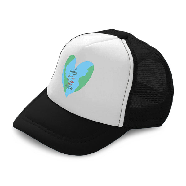 Kids Trucker Hats Kind Acts Change The World Heart Boys Hats & Girls Hats Cotton - Cute Rascals